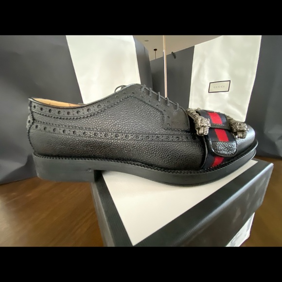 Gucci MEN'S MARTIN BROGUE LEATHER BUCKLED SHOES - Picture 3 of 13